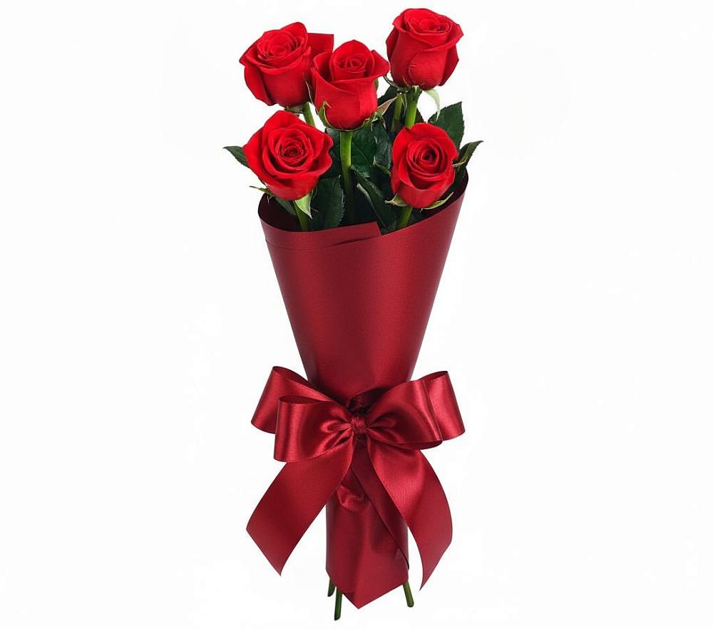 Букет 5 Красных роз Эдлесс Лав в Теплоозерске