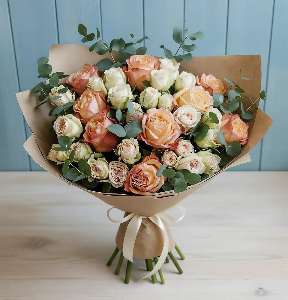 Букет цветов из: Альстромерии и Розы в Теплоозерске