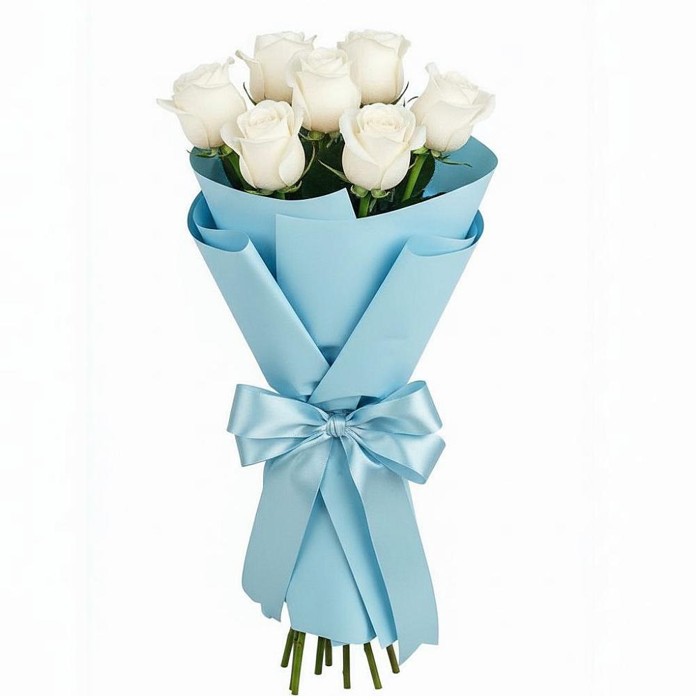 Букет 7 белых роз Проуд в Теплоозерске