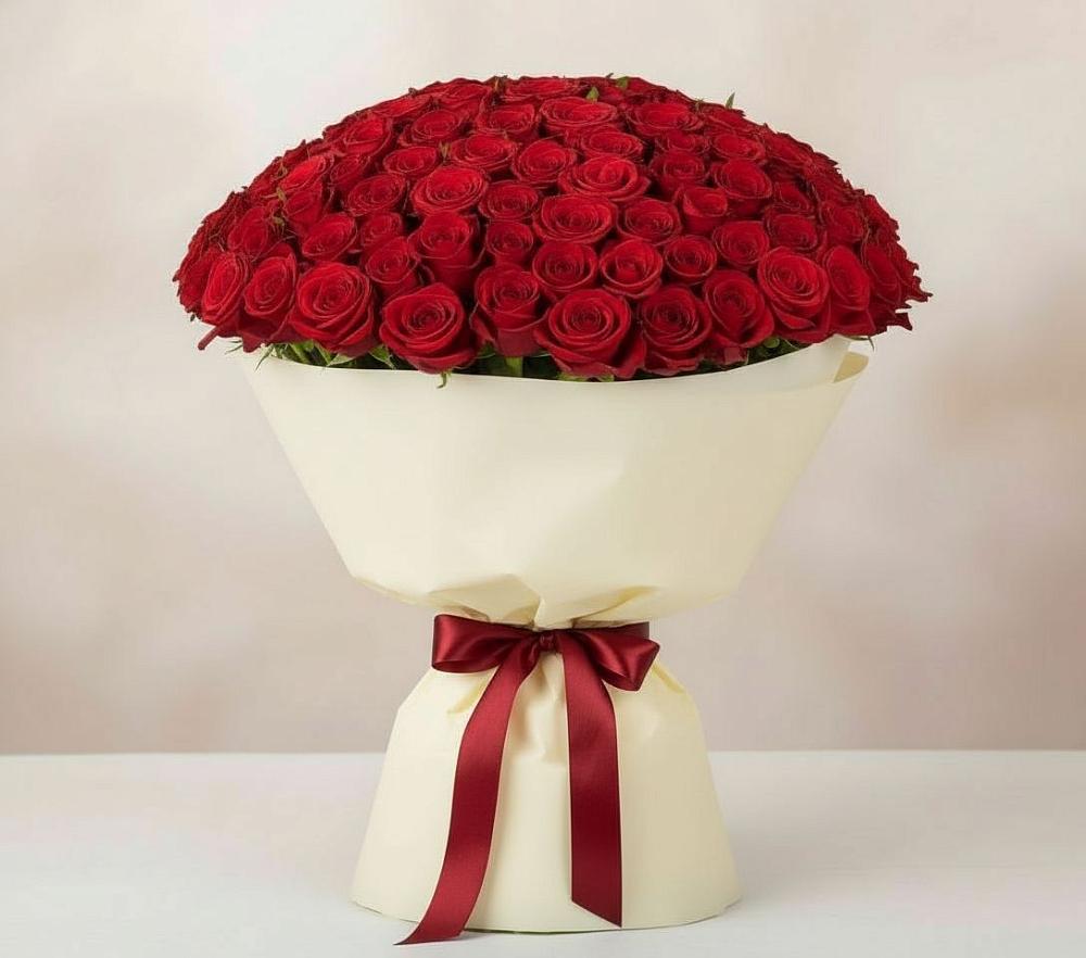 Букет 101 Красная роза Милано в Теплоозерске