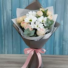 Букет цветов из:  Хризантемы и Розы в Теплоозерске