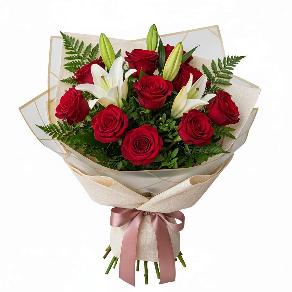 Букет цветов из: Лилии и Розы в Теплоозерске