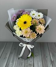 Букет цветов из:  Розы, Герберы и Хризантемы в Теплоозерске
