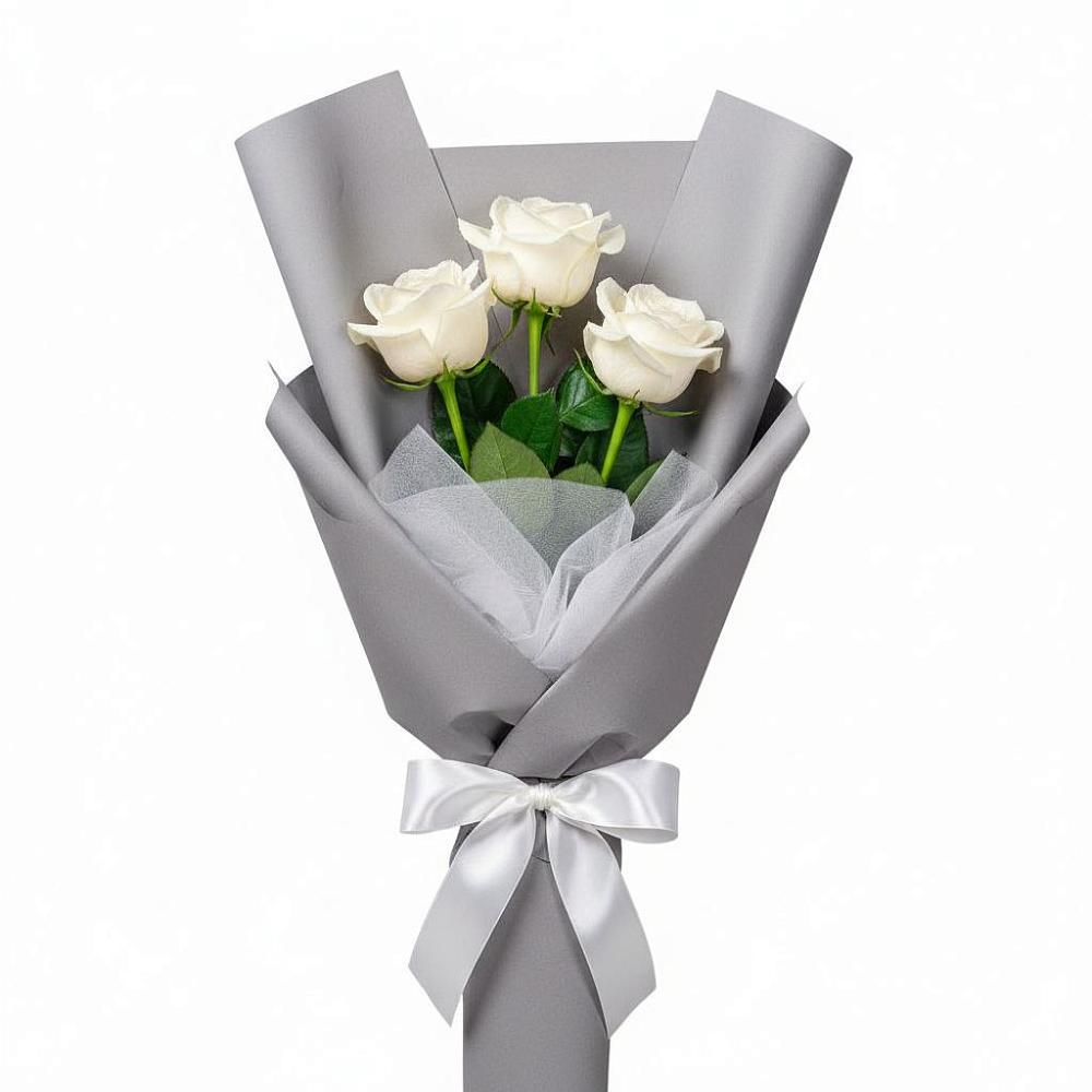 Букет 3 белые розы в Теплоозерске
