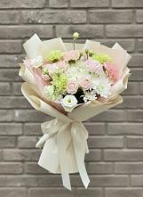 Букет цветов из:  Гвоздики, Розы, Лизиантусы и Хризантемы в Теплоозерске