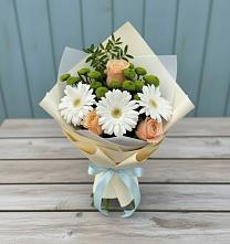 Букет цветов из:  Герберы, Розы и Хризантемы в Теплоозерске