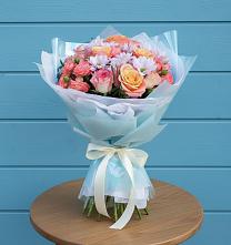 Букет цветов из:  Хризантемы и Розы в Теплоозерске